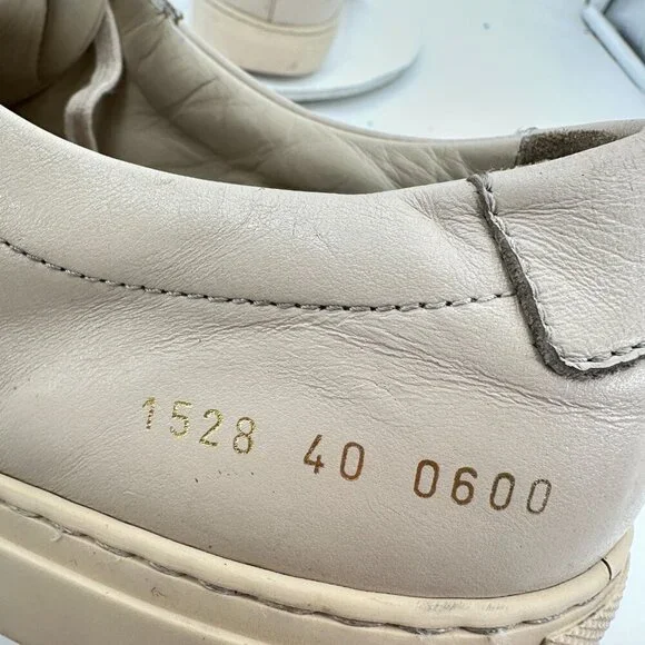 Common Projects Achilles Low Size EU 40 Men 7 Women 10 Brown Beige Leather Shoes - Picture 10 of 12